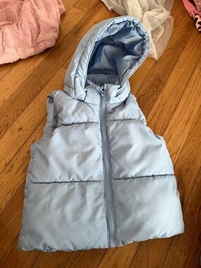 H&M Light Blue Puffer Vest with Hood